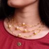 Gold plated vintage look alike stone necklace with adjustable thread