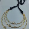 Gold plated vintage look alike stone necklace with adjustable thread