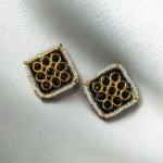 Bulk 106 Unique Meenakari Square Stud Earrings | Stone & Pearl Work Lightweight Daily Use Jewelry - "Black"