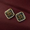 Unique Meenakari square stud earrings with pearl and stone work
