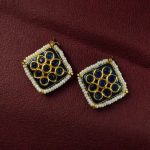 Bulk 108 Unique Meenakari Square Stud Earrings | Stone & Pearl Work Lightweight Daily Use Jewelry - "Blue"