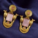 Bulk 82 Best Traditional Gold Plated Bird Earrings – Ethnic Dangler with Vintage Look Jewelry - "Baby Pink"