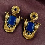 Bulk 84 Best Traditional Gold Plated Bird Earrings – Ethnic Dangler with Vintage Look Jewelry - "Blue"