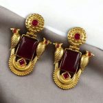 Bulk 88 Best Traditional Gold Plated Bird Earrings – Ethnic Dangler with Vintage Look Jewelry - "Red"