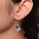 Beautiful German Silver Rose Earrings | Hook Dangler Ethnic Design