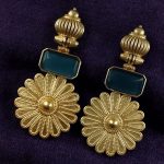 Bulk 64 Gold Plated Flower Dangler Earrings | Long Monalisa Stone Vintage Look Best Jewelry - "Blue"