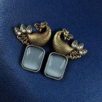 Bulk 34 Traditional Look alike Two-Tone Peacock Earrings | Ethnic Stone Work Perfect Jewelry for Women - "Grey"