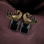 Bulk 40 Traditional Look alike Two-Tone Peacock Earrings | Ethnic Stone Work Perfect Jewelry for Women - "Black"