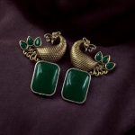 Bulk 48 Traditional Look alike Two-Tone Peacock Earrings | Ethnic Stone Work Perfect Jewelry for Women - "Green"