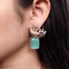 Two-tone peacock earrings with stone work in traditional look alike design.