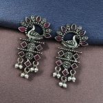 Bulk 54 Elegant Brass Peacock Earrings – The Perfect Statement Accessory - "RED"