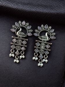 Elegant Brass Peacock Earrings – The Perfect Statement Accessory - COLOR: "BABY PINK"