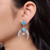 Silver replica half moon earrings with pearl and stone work