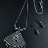 Designer Ganesha silver plated necklace with chain pendant