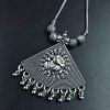 Designer Ganesha silver plated necklace with chain pendant