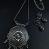 German silver round shape chain pendant necklace set.
