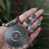 German silver round shape necklace set chain pendant .