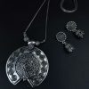 German silver round shape necklace set with stylish chain pendant