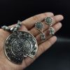 German silver round shape unique necklace set with stylish chain pendant