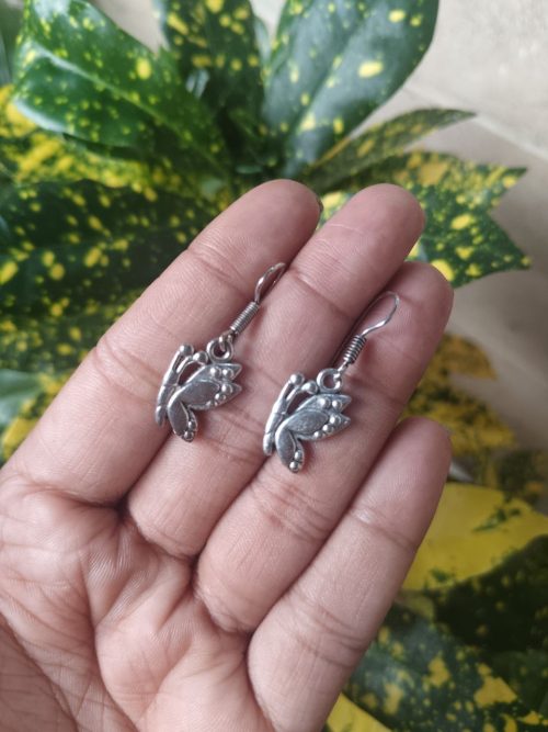 Oxidized German Silver Butterfly Hook Dangler Earrings