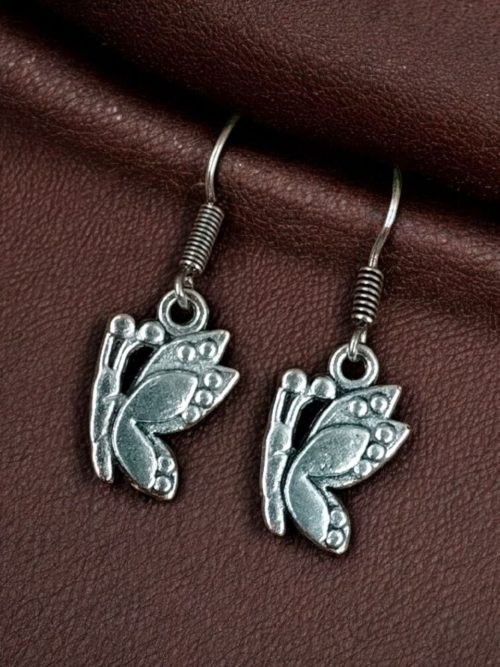 Oxidized German Silver Butterfly Dangler Earrings