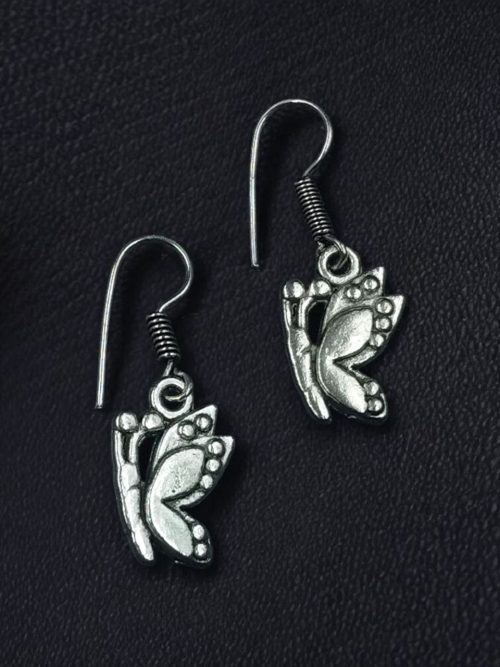 Oxidized German Silver Butterfly Hook Dangler Earrings