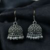 Beautiful pearl work jhumki earrings with hook design for ethnic daily wear.