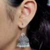 Beautiful pearl work jhumki earrings with hook design for ethnic daily wear.
