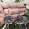 Beautiful pearl work jhumki earrings with hook design for ethnic daily wear.