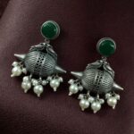 Bulk 76 Traditional Look Alike Peacock Earrings | Oxidized Silver Replica Stone & Pearl Work Dangler Unique Jewelry - "Green"