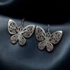 German Silver Floral Art Hook Dangler Butterfly Earrings for Girls