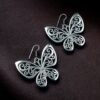 German Silver Butterfly Floral Art Hook Dangler Earrings for Girls