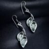 Oxidized German Silver Leaf Hook Dangler Earrings for Women