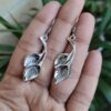 Oxidized German Silver Leaf Hook Dangler Earrings for Women