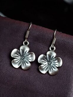 Oxidized German Silver Flower Earrings for Girls
