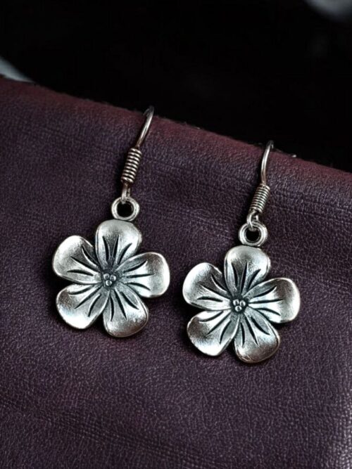 Oxidized German Silver Flower Earrings for Girls