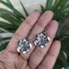 Oxidized German Silver Flower Hook Dangler Earrings for Girls
