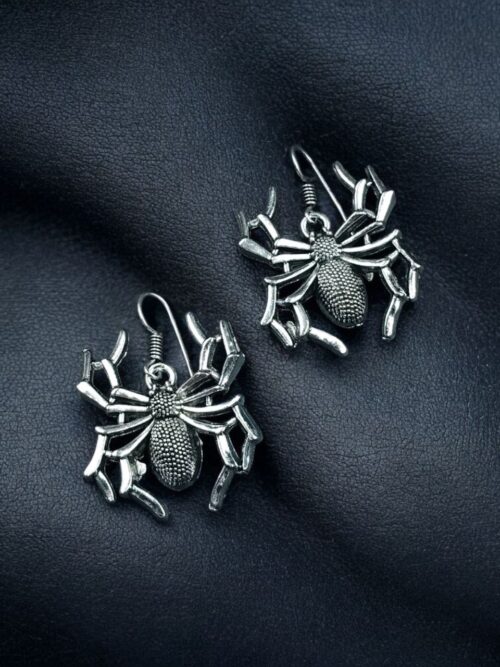 Oxidized German silver spider design hook dangler earrings for girls