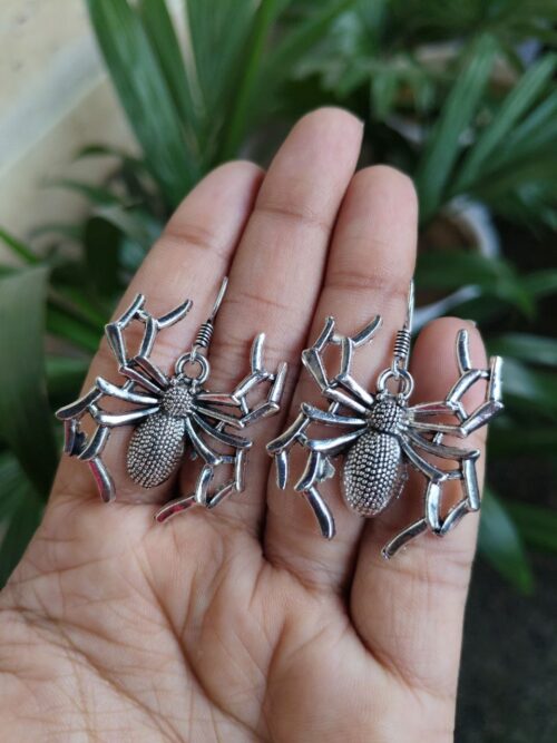 Oxidized German silver spider design hook dangler earrings for girls