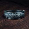 Oxidized floral art bangles free size silver replica kada for women.