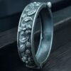 Ethnic Silver Replica Flower Kada Openable Oxidized Bangles for Girls