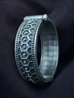 Silver Replica Oxidized Bangles Openable Kada for Women