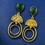 Bulk 40 Gold Plated Unique Dangler Earrings | Stone Vintage Look Jewelry for Women - "Green"