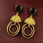 Bulk 42 Gold Plated Unique Dangler Earrings | Stone Vintage Look Jewelry for Women - "Black"