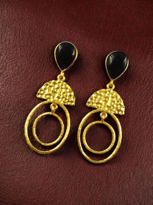Gold plated stone dangler earrings for women
