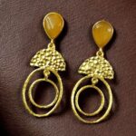 Bulk 44 Gold Plated Unique Dangler Earrings | Stone Vintage Look Jewelry for Women - "Yellow"