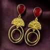 Gold plated stone dangler earrings for women