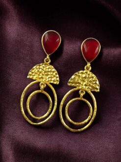 Gold plated stone dangler earrings for women