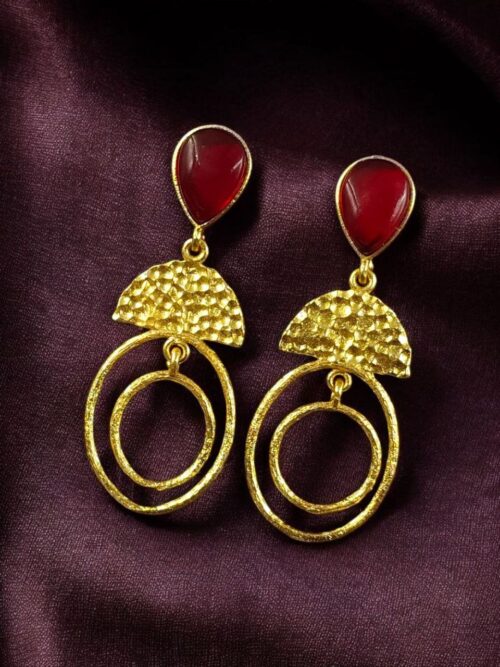 Gold plated stone dangler earrings for women