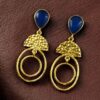 Gold plated stone dangler earrings for women